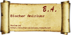 Blocher Aniziusz névjegykártya